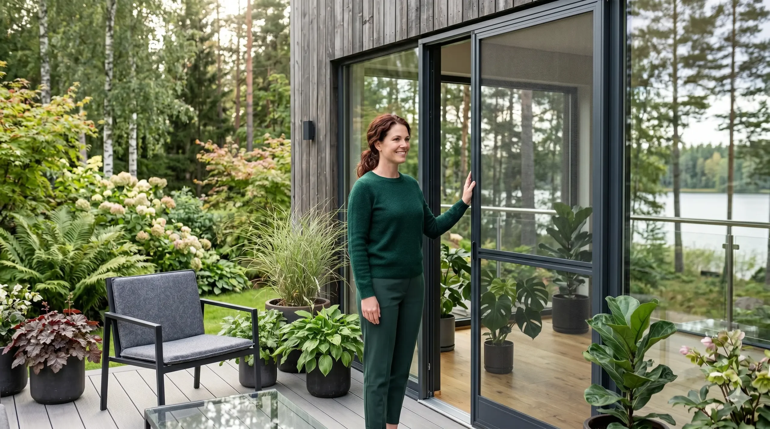Insektenschutzplissee an einer modernen Fenster- und Terrassenfront in Duisburg